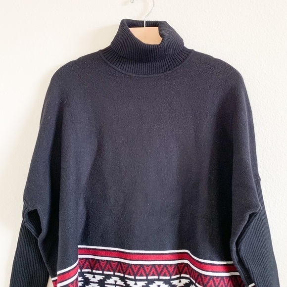 JOSEPH A. Patterned Turtleneck Poncho Sweaters - Picture 3 of 7